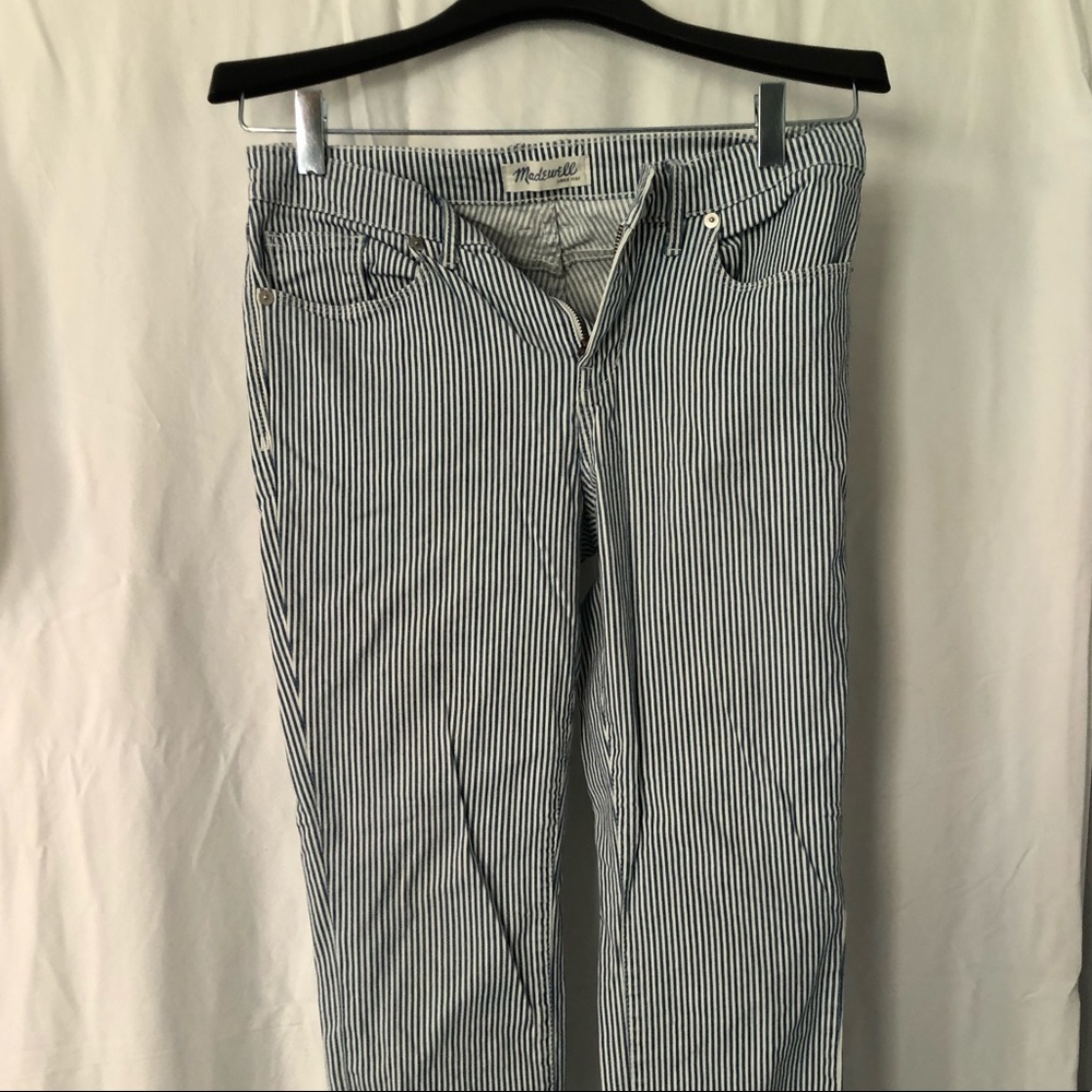Blue and White Stripe Madewell Skinny With ZIP